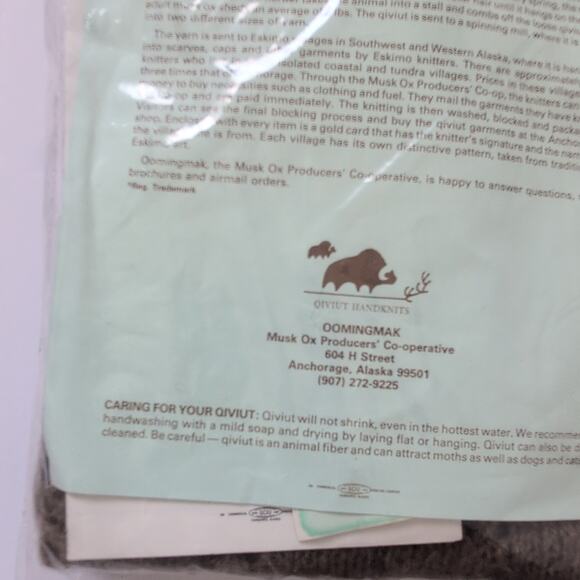 Hand Knit 100% Qiviut Oomingmak Musk Ox Ring Scarf Neck Warmer Alaska Arctic - Picture 5 of 15